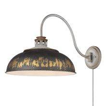 Golden 0865-A1W AGV-ABI - Golden Lighting Kinsley 1-light Swing Arm Wall Lamp in Antique Black Iron shade